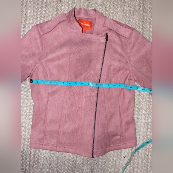 JOE FRESH PINK FAUX SUEDE MOTO JACKET - Picture 6 of 9